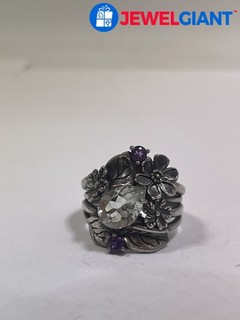 STERLING SILVER OR PAZ PRASIOLITE AMETHYST RING SIZE 7.25 7.9G #GL553