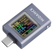 USB C Power Meter USB C Tester, USB Multimeter 4.5-50V 0-12A Two-Way Dark Gray