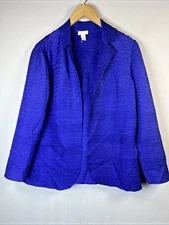Chico's 0 small 4 chicos Tula II Textured Blazer Jacket brazilian Blue crinkle