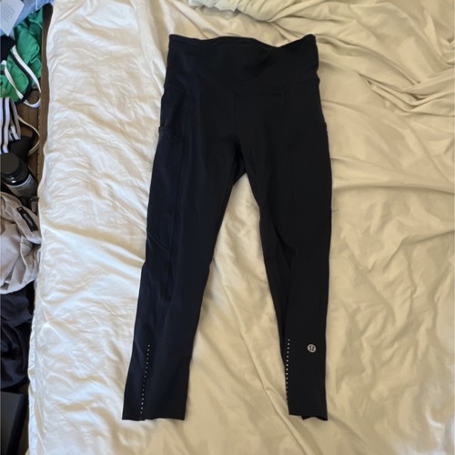 Lululemon Black High Rise Ankle Leggings Women’s Pocket Logo Athleisure