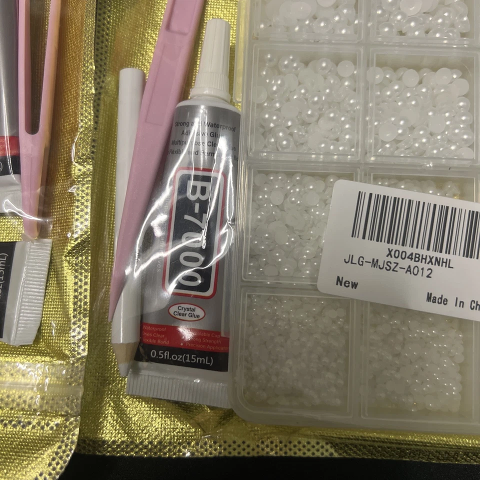 White Flatback Pearls with B7000 Glue Kit, Assorted Size 3/4/5/6/8/10mm Half ... - Изображение 4 из 4