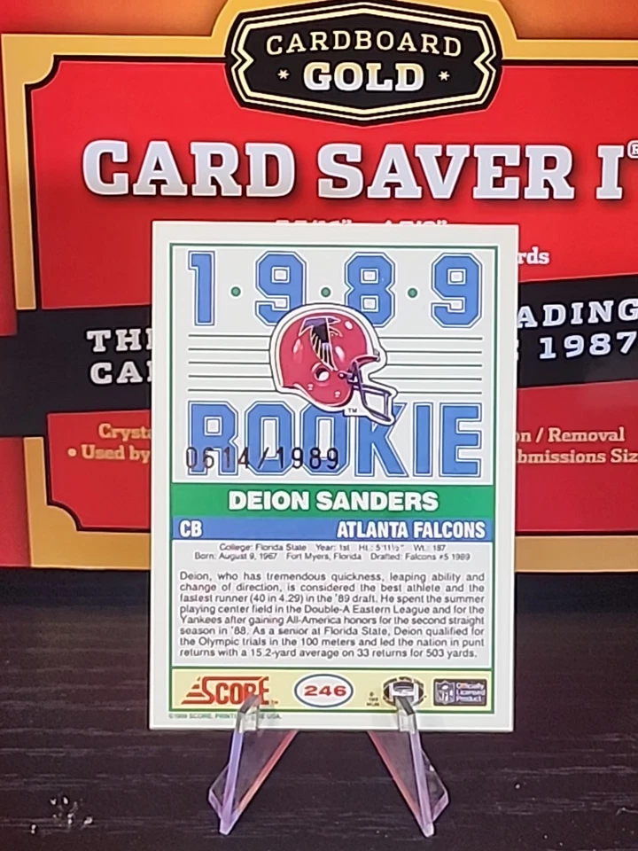 Deion Sanders 1999 Score 10th Anniversary Rookie Reprint #246 #'d/1989 Falcons - Image 2 of 2