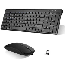 Rechargeable Wireless Keyboard Mouse, Slim Thin Low Profile Keyboard and Mous...