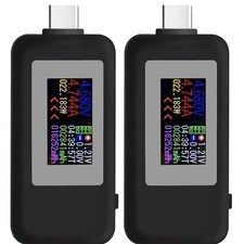 2x Black USB-C Power Tester Voltage Current Capacity Meter Multimeter 4-30V 5A