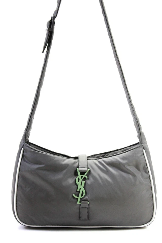 Bolso de Hombro Hobo Saint Laurent Mujer Nylon Le 5 A 7 Gris Verde Menta Foto 2 de 4