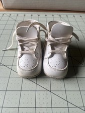 Vintage White High Top Baby Shoes Size 2 N Perforated Retro Doll Prop 4070