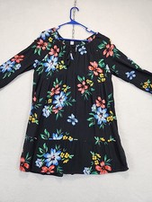 Old Navy Black Floral Print 3/4 Sleeve Shift Dress Women's Size XL Office Career