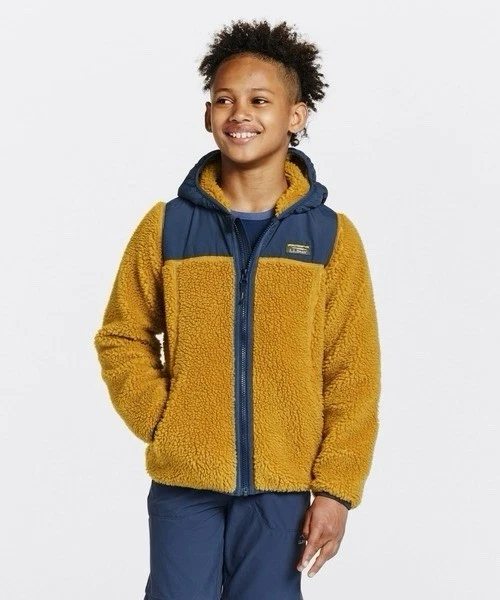 NWT LL Bean Boys Size L 14-16 Sherpa Fleece Full Zip Hooded Jacket 510829 New