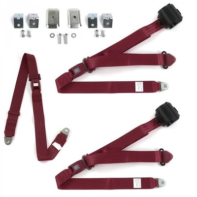 AMC Gremlin 1970 - 1979 Standard 3pt BURG Bench Seat Kit w/Brackets 3 Belts