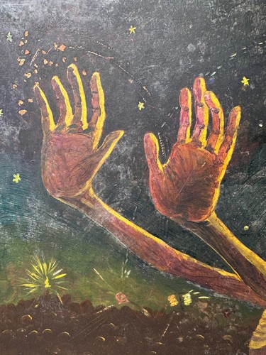Tableau huile sur isorel surréaliste signé JEAN 1954 - Imagen 6 de 10