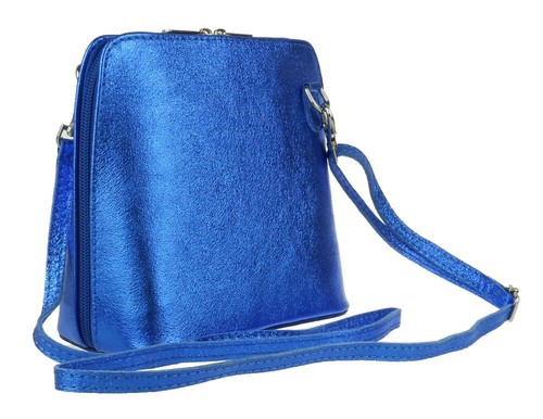 Small Genuine Real Leather Metallic Vera Pelle Cross Body Shoulder Bag Italian - Picture 64 of 115