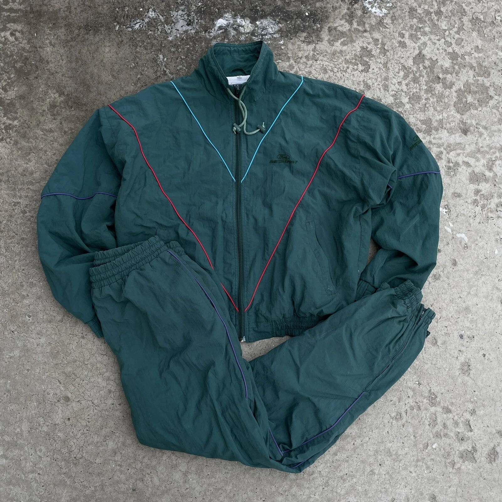 Costume de sport vintage Ford Motorsport veste + pantalon style Y2K États Unis années 90