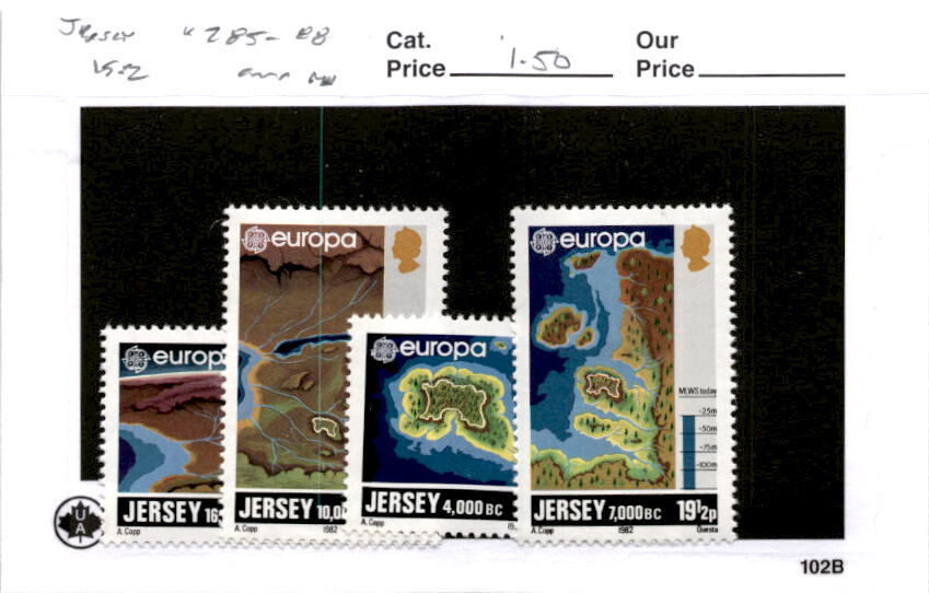Jersey, Postage Stamp, #285-288 Mint NH, 1982 Europa, Map