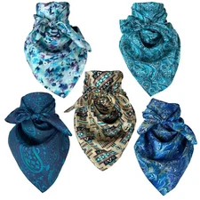 Austin Accent Cowboy Bandana 100% Silk Scarf Wild Rag 34 Inch Multiple Colors 
