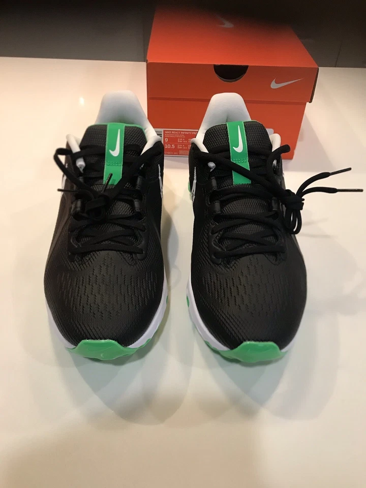🔥🍀 Nike React Infinity Pro Black Green Golf Shoes Cleats Men Size 9 CT6621-001 - Image 3 of 4
