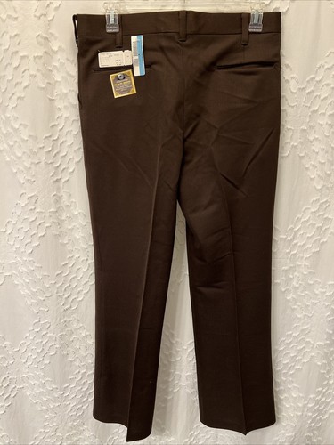 VTG Authentic Knit 100% Polyester Brown Dress Pants Mens 36 USA Made Ban-Rol - Picture 2 of 17