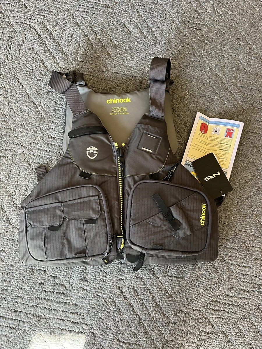 NEW NRS Chinook Kayak Fishing PFD Life Jacket Size XS S M Gray NWT