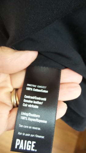 Chaqueta Paige Camilla Blazer Negro Terciopelo y Cuero Esmoquin Talla LRG Bolsillos Usada en Excelente Condición - Imagen 9 de 11