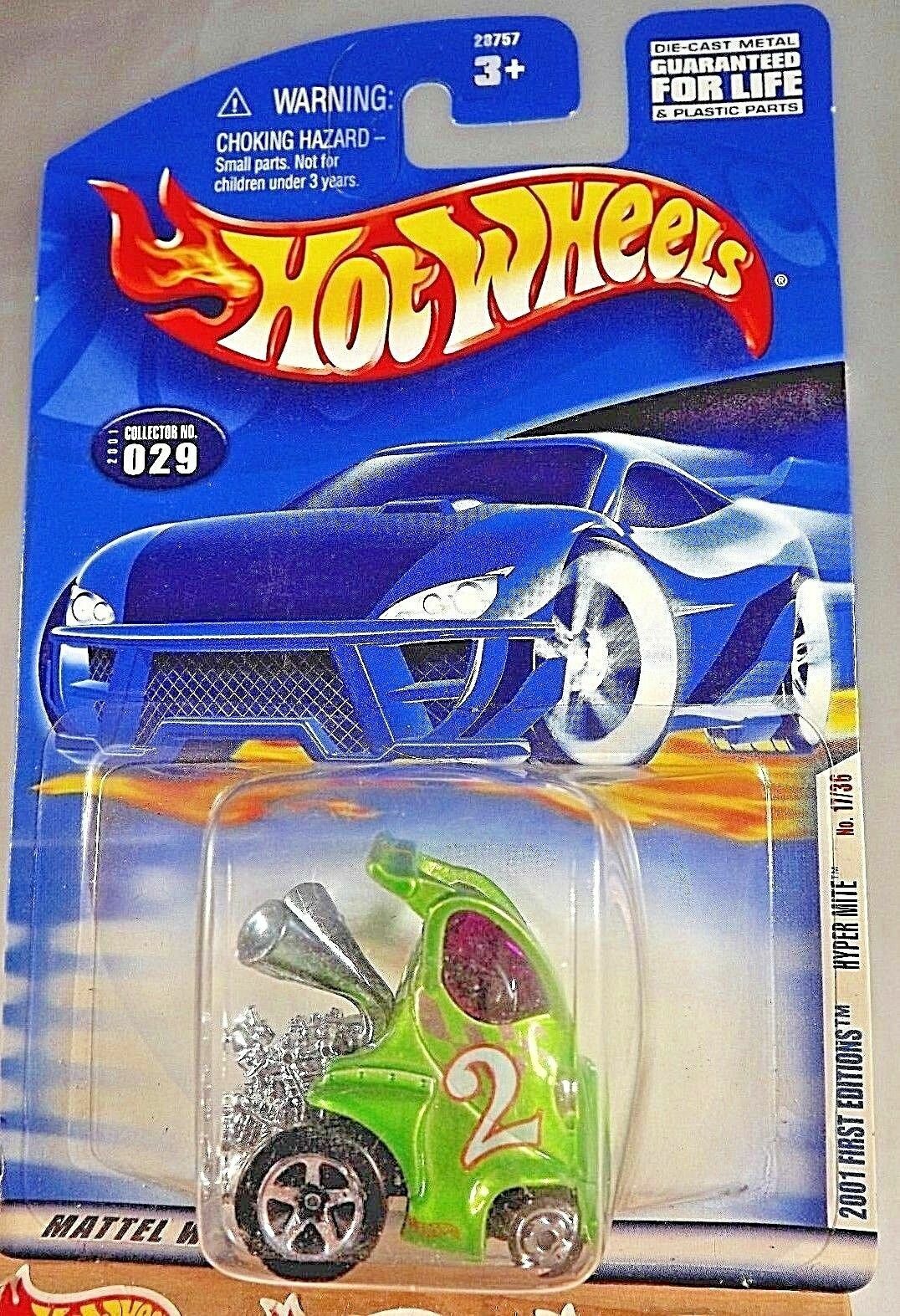 2001 Hot Wheels #029 First Edition HYPER MITE Green w/Pink Checkered Variation