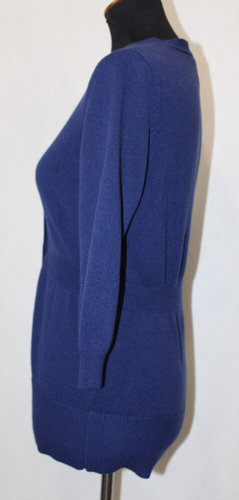 Cárdigan suéter Ann Taylor talla S azul oscuro con botones cuello en V cintura ceñida - Imagen 4 de 6