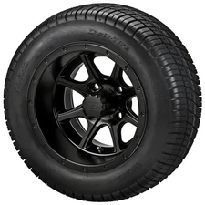 (4) Golf Cart 215/50-12 Deli Street Tires on 12x7 Matte Black Azusa Wheels