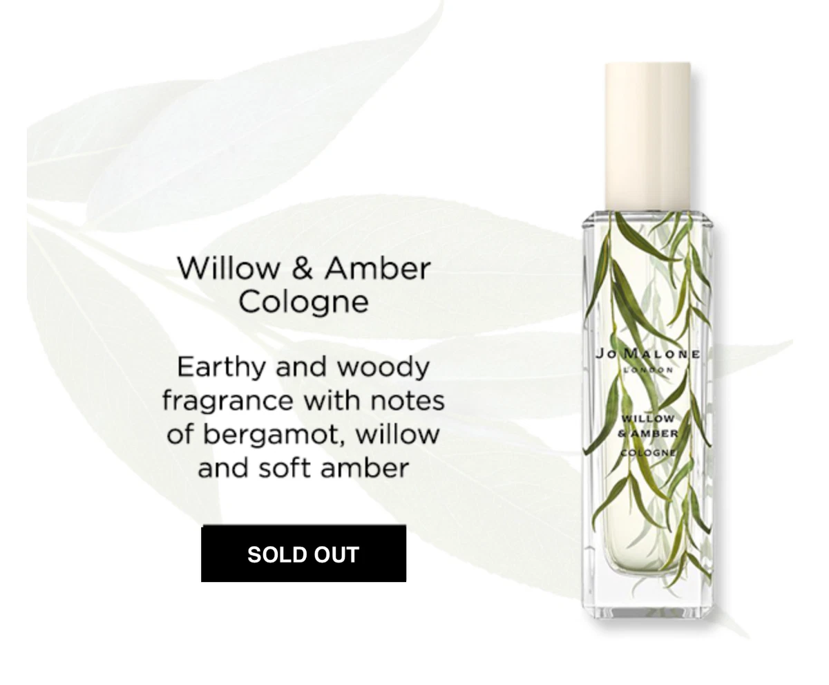 Jo Malone Willow & Amber 1oz 30ml Wild Flowers & Weeds Collection Ltd Edition
