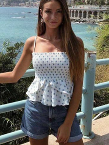 zara blue polka dot top