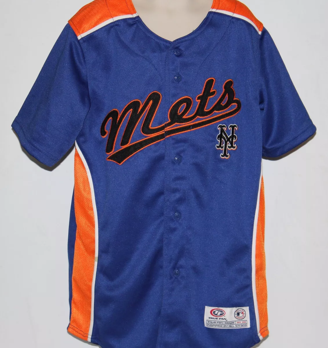 MLB New York Mets True Fan Kids Medium (8) Blue + Orange Stitched