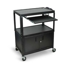 Luxor AVJ42XLKBC Extra-Large Adj-Height Steel Cart - Pullout keyboard Tray Cab