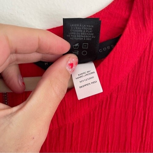 Marc by Marc Jacobs Aliyah Crinkled Cotton Dress textured skipper red 4 chiffon - 第 10/12 張圖片