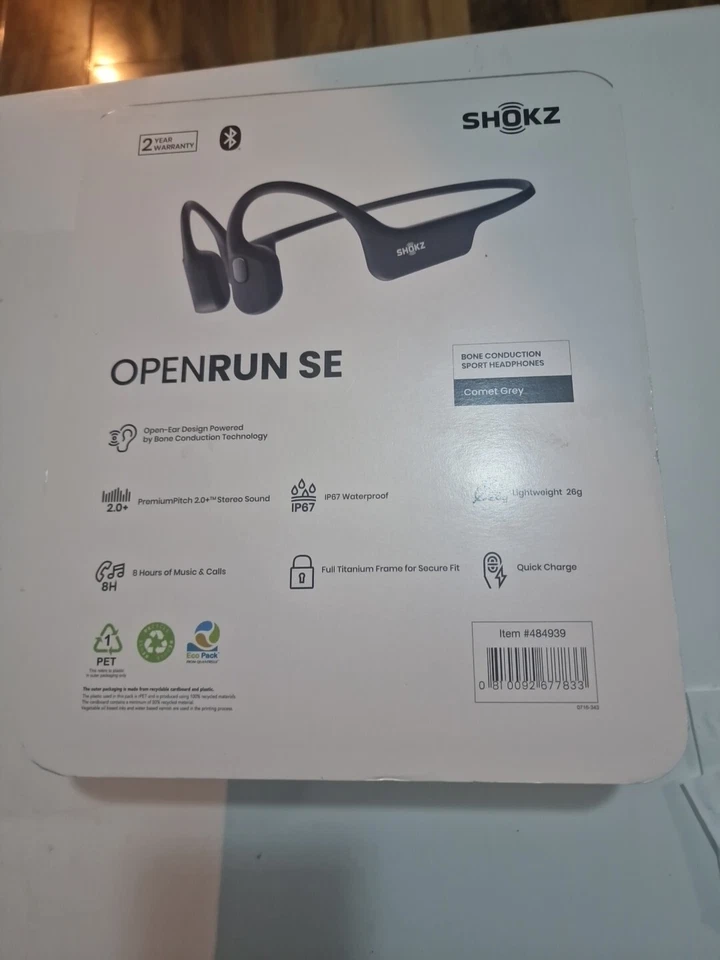 Shokz OpenRun SE Wireless Bluetooth Bone Conduction Sport Headphones Comet Grey - Image 4 of 4