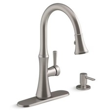 NIB Nice KOHLER 1-Handle KITCHEN FAUCET w/ Pull-Down Sprayer Stain-Steel Finish