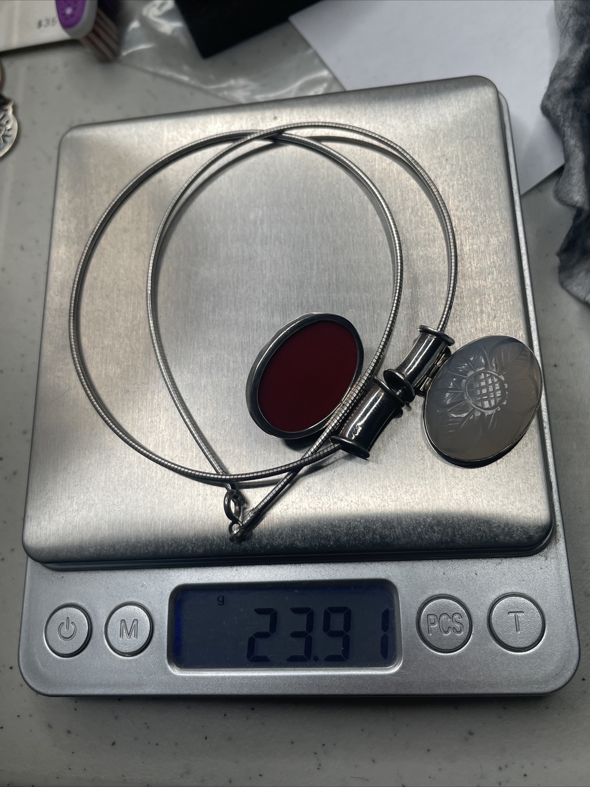 Solid Sterling Snake Chain With Two Pendants 18” … - image 10