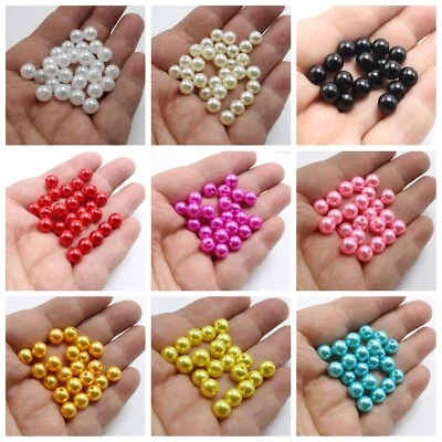 200 Pcs 8mm Plastic Faux Pearl Round Beads Imitation Pearl Color Various Choice - Image 1 of 4