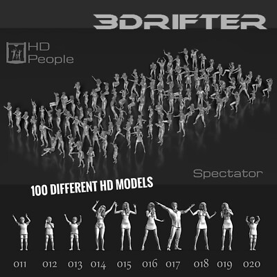 Zuschauer Figuren Miniaturen Menschenmenge Diorama Modellbau 3D Druck 1:24 1/24