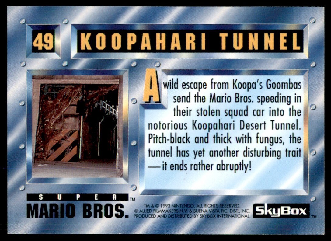 1993 SkyBox Super Mario Bros #49 Koopahari Tunnel | eBay