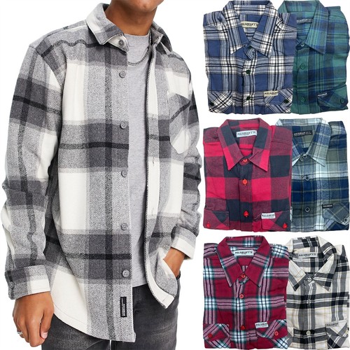 Pull & Bear Mens Flannel Shirt Soft Cotton Lumberjack Check Long Sleeve