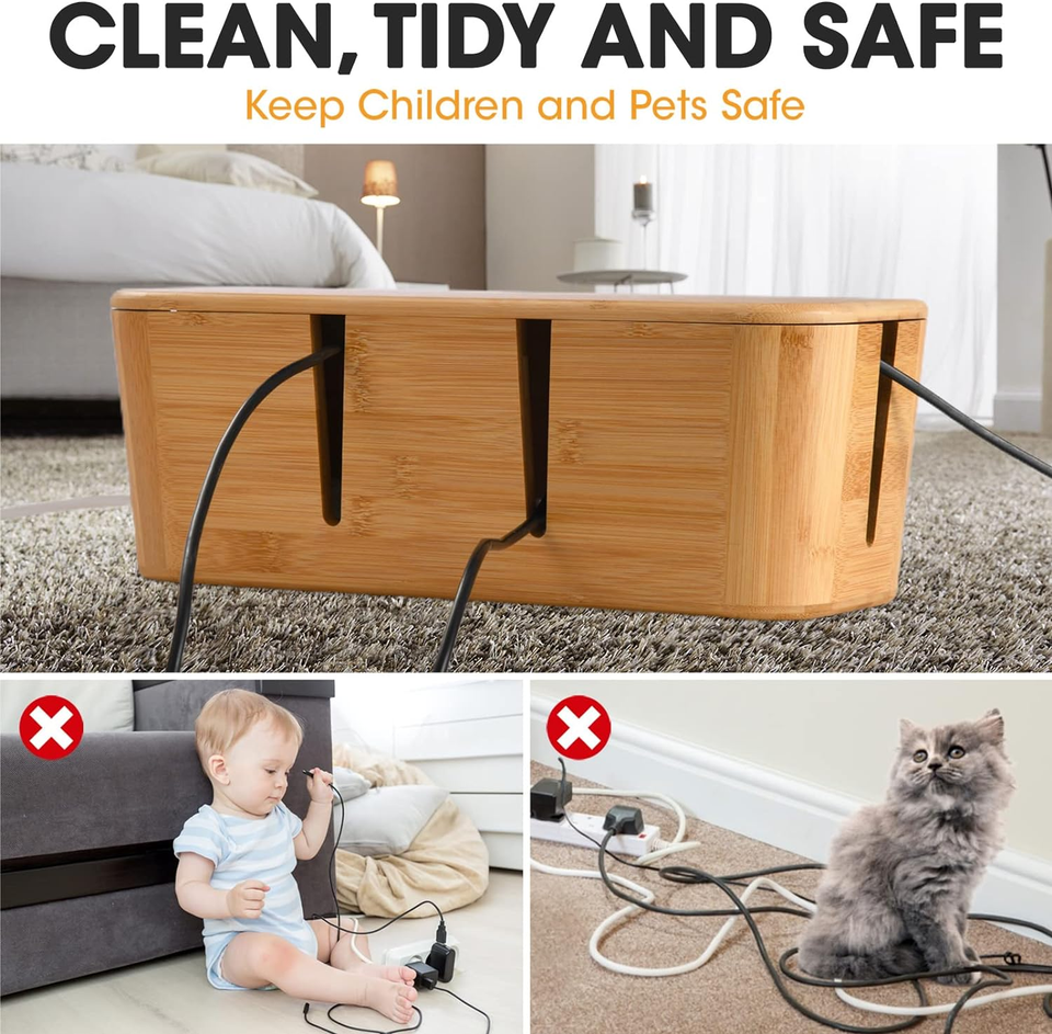 Cable Management Box, Large Cord Box Hider to Cover Power Strip
