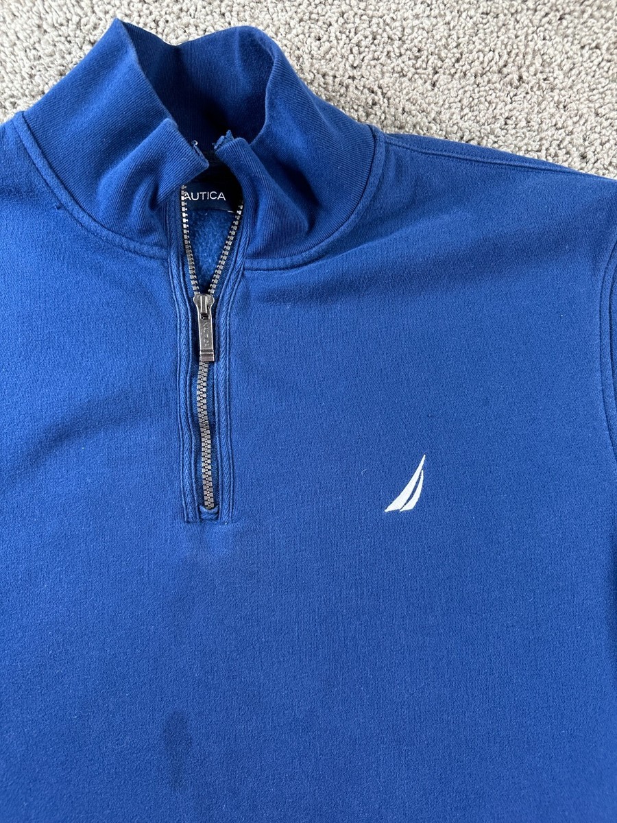 Nautica Sweater Mens XXL 2XL Blue White J Class Logo 1/4 Zip