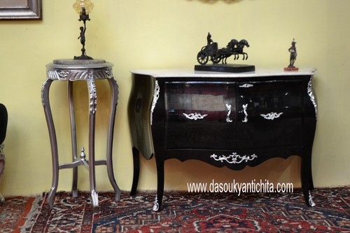 Servante-credenza a due sportelli ebanizzata stile Luigi XV - Foto 2 di 11