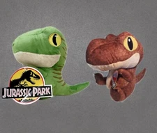 Jurassic Park Velociraptor And T-Rex Toy Factory Plushies Set Toy 14” NWT