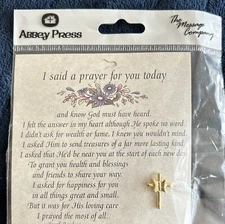 Vintage Abbey Press A-Prayer Message with a pin great Gift New