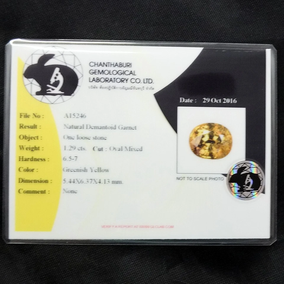 SHOLA GLC Zertifiziert 1,29 Ct Natürlicher Demantoid Granat aus Russland - Bild 4 von 4