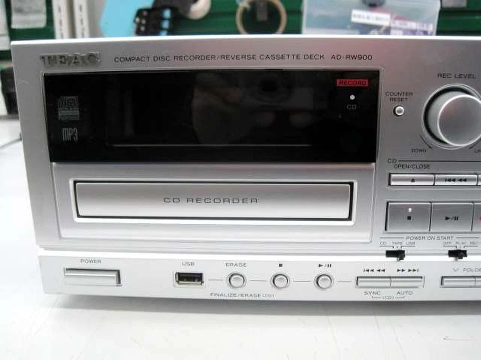 TEAC AD-RW900 CD Recorder Reverse Cassette Deck Silver W/ Remote Used JP - Image 3 of 4