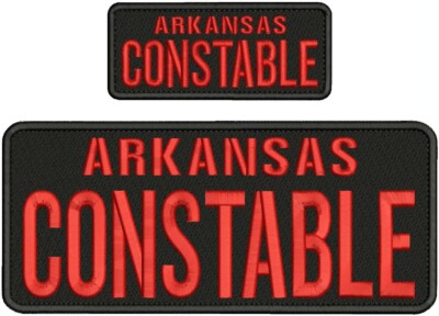 ARKANSAS CONSTABLE embroidery patches 4x10  2x5 hook on back RED ON BLACK