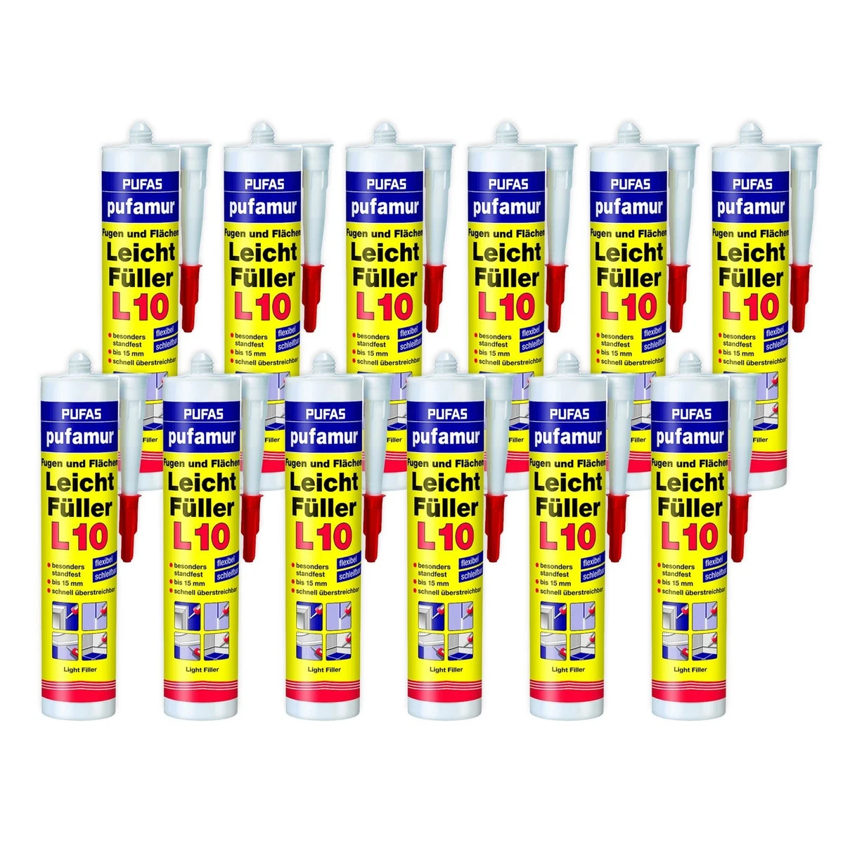 12x Pufas pufamur Fugen und Flächen Leichtfüller L10 (14,11€/1l)