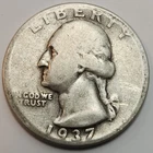 1937 D Washington Quarter, 90% Silver US 25 Cent Coin Perfect 4 Albums, Q-D37G
