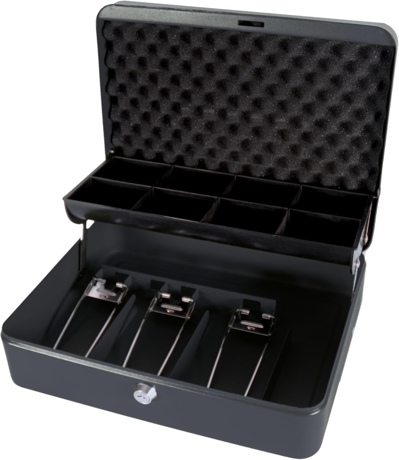 The Ultimate Cash Box with Foam Lining & Cantilever Coin Tray Black Cathedral