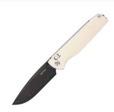SRM Knives Terrier Ambi Lock White G10 Folding 140Cr Pocket Knife