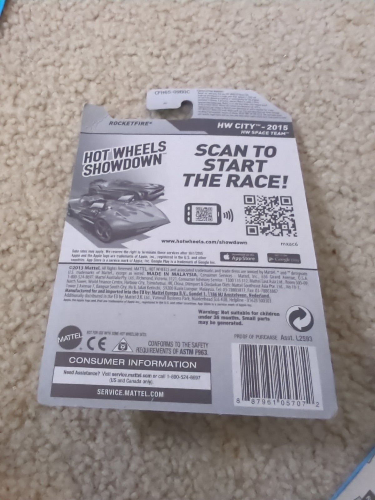 2015 Hot Wheels Treasure Hunts HW City Rocketfire #44 Blue New On Card B50